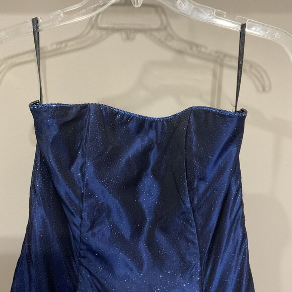 Scott McClintock Blue Glitter Strapless Formal Dress Gown Fit & Flare Maxi Sz 6 - Picture 2 of 10